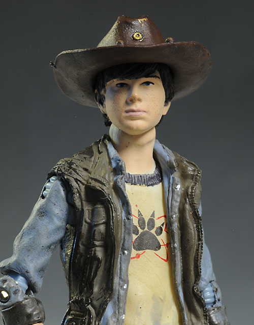 Walking Dead Carl and Gas Mask Walker action figures by McFarlane